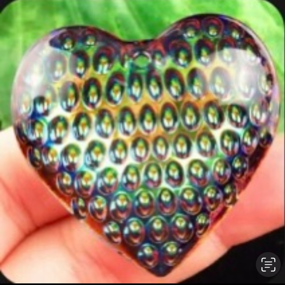 Rainbow titanium crystal heart necklace